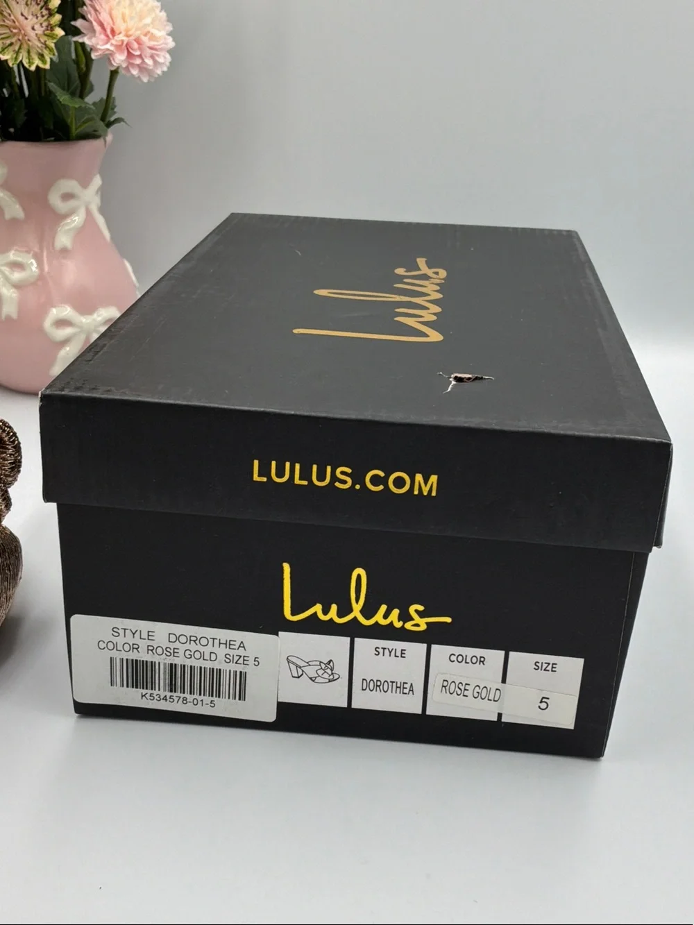 Lulu's Metallic Rose Gold Knot Block Heel Mules